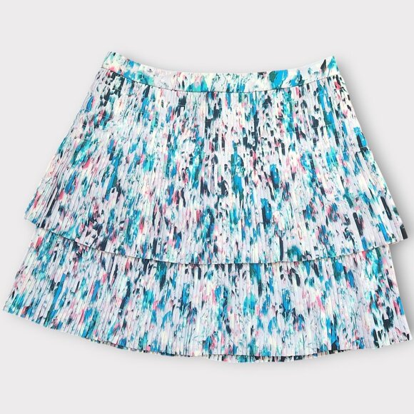 J. Crew Tier Pleated Skirt Size 8 Watercolor Mini A-line - Picture 1 of 11
